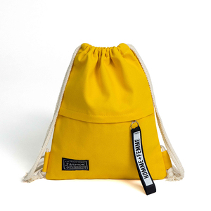Original Customized Logo Pockets Cotton Canvas Drawstring Backpack <b>Bag</b> Canvas Pouch <b>String</b> Backpack for Shopping and Gym - Product Image 1