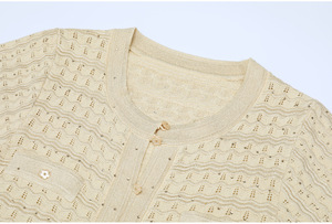 Abito Lungo in <span class=keywords><strong>Maglia</strong></span> con <span class=keywords><strong>Bottoni</strong></span> Decorativi, Stile Francese, Maniche Corte, Collo Tondo, Elegante e Casual per Ufficio - Product Image 2