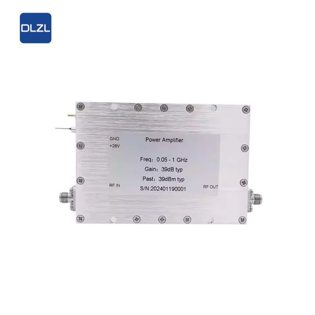 Wide Band RF Power Amplifier 50-1000MHz Gain 39dB Output Power 39dBm 12V 50 Ohm 80mA Safety Protection DLZL Free Standing