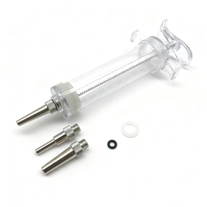 समायोज्य खुराक नट पुनः प्रयोज्य प्लास्टिक स्टील पशु इंजेक्टर पोल्ट्री टीकाकरण पशु पशु चिकित्सा कैथीटर एडाप्टर सिरिंज - Product Image 3