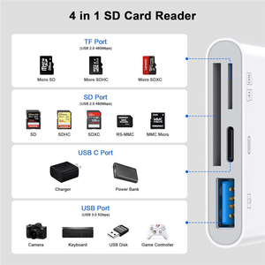 Adattatore per Schede di Memoria <span class=keywords><strong>USB</strong></span>, <span class=keywords><strong>SD</strong></span>, TF, Fotocamera, Lettore di Schede Compatibile con Trasmissione e Ricarica, <span class=keywords><strong>Convertitore</strong></span> OTG - Product Image 5