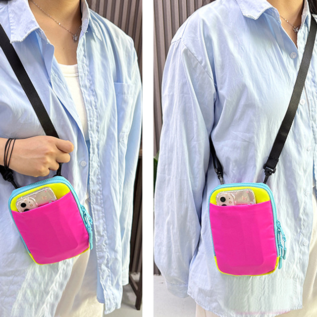 Men Women Splicing Phone Sleeve Case Bag with Crossbody Strap Neck Lanyard Neoprene Crossbody Phone Pouch