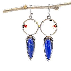 Orecchini Vintage Geometrici con Pietra Blu a Goccia, Gioielli Bohémien alla Moda per Donne - Product Image 5