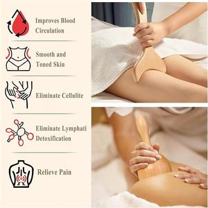 4 herramientas de masaje de terapia de madera para dar forma al cuerpo, masajeador de drenaje linfático, de Maderoterapia Kit, rodillo de masaje de madera - Product Image 5