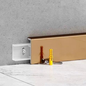 轻质底板抛光踢脚线瓷砖条银色现代条形不锈钢金属铝板踢脚线 - Product Image 5