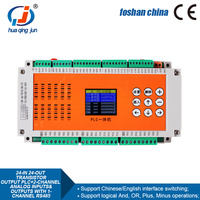 Huaqingjun 24DI 24DO Salidas de transistores PLC RS485 Entradas analógicas de 2 canales Salidas 0-10V 0-20mA Modbus RTU PLC para VFD