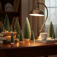 Nouvel arbre de Noël miniature, mini arbre de Noël en cèdre, décoration de table en aiguilles de pin, neige