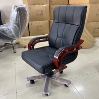 Chaise de direction en bois massif, chaise pivotante de conférence, chaise de patron de luxe en cuir véritable, chaise d'ordinateur de bureau à domicile haut de gamme
