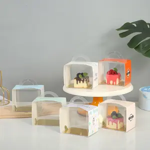 Nouveautés Boîte d'emballage alimentaire biodégradable transparente design minimaliste géométrique portable gâteau cuit au four avec fenêtre