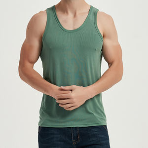 Chaleco de seda fría acanalado para hombre, ropa interior de verano para capas, camiseta sin mangas deportiva con tirantes cruzados, blanca, fina, de moda, talla grande - Product Image 6