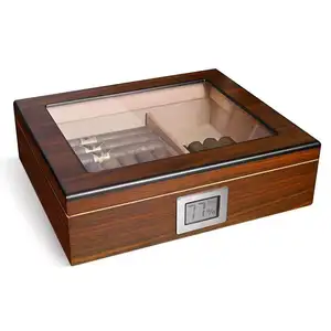 热卖独特的小木礼品盒烟盒豪华实心Ceder木制雪茄保湿盒带锁