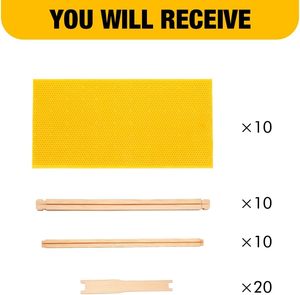Deep Brood Bee Frames 10 Pack Yellow 9-1/8-Inch Food Grade Beeswax <b>Foundations</b> 100% Animal Husbandry Equipment New Condition - Product Image 5