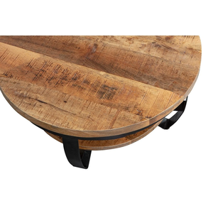Mesa de Centro de Madera de Mango de 90 cm y 65 cm, Juego de Mesa Redonda de Madera Maciza, Muebles Modernos para Sala de Estar, Duraderos y Naturales - Product Image 6