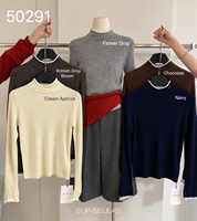 Pull en tricot pour femme, col mi-haut, coupe classique, en laine et polyester, uni, automne-hiver