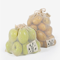 Groothandel 100% Natuurlijke Eco-Vriendelijke Biologisch Katoenen String Draagtassen Supermarkt Winkelen Fruit Groente Mesh Tassen