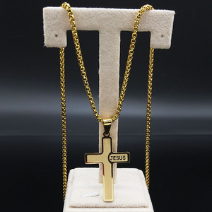 Alta Qualidade Aço Titânio Cruz Pingente Corrente Colar Christian Jesus Cruz Crucifixo Colar De Aço Inoxidável Homens Jóias - Product Image 3