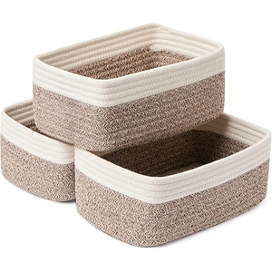 Paniers de rangement mignons en corde de coton Paniers de rangement roses pour articles divers - Product Image 4