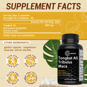 OEM Vente en gros Herbes Tongkat Ali <span class=keywords><strong>Tribulus</strong></span> Maca Capsules Suppléments de marque privée pour adulte Énergie Endurance Soutien Vitalité - Product Image 2