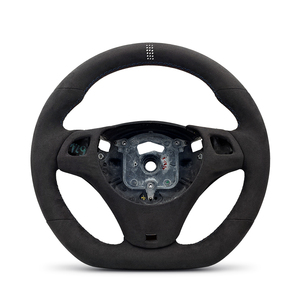 Volante Deportivo Estilo <span class=keywords><strong>CS</strong></span> con Orificio para Palanca de Cambios, en Cuero Suede Negro Completo para <span class=keywords><strong>BMW</strong></span> Serie 1 y 3 E90 E91 E92 E93 <span class=keywords><strong>M3</strong></span> E82 E81 E87 E88 - Product Image 6