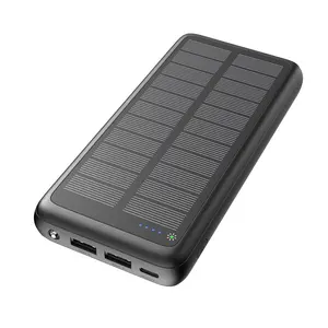Waterproof 20000mah Power Banks Type C Input Output Dual Super Bright Flash Very Powerful Portable Solar Charger Power Bank