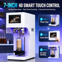 Machine de scellage de canettes non rotative pour les salons de thé à bulles, scelleuse de canettes PET avec écran tactile de 7 pouces