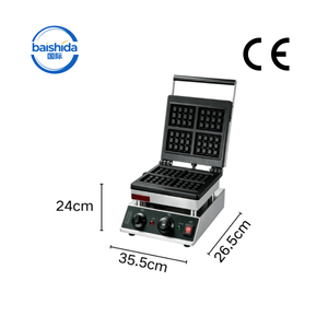 Gaufrier électrique mini certifié CE Baishida, grille carrée classique, puissance 2KW, 4 gaufres par lot, usage domestique et hôtelier - Product Image 2