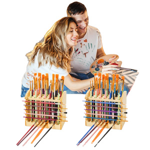Wooden Paintbrush Organizer <b>Desktop</b> 4 Layers Art Tool <b>Shelf</b> Stationery Holder - Product Image 3