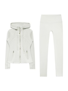 Completo da Yoga Traspirante da Donna in Due Pezzi, Set con Maniche Lunghe per Fitness, Corsa e Attività all'Aperto, Top Modellante con Cappuccio - Product Image 2