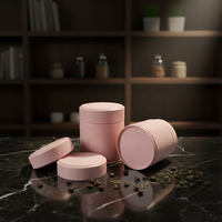 Boîte à thé matcha en métal de qualité alimentaire 30g, hermétique, à double couvercle, rose mat, pour poudre de matcha, vente en gros
