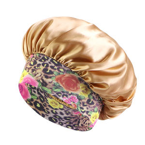 Estilo étnico para <span class=keywords><strong>Amazon</strong></span>, gorro de dormir de satén transfronterizo, gorro de belleza elástico de ala ancha, gorro de permanente, escena informal, Material de satén impreso - Product Image 4