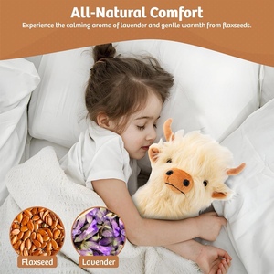 Microgolfbare knuffels met lijnzaad- en lavendelgeur, verwarmbare knuffeldieren, op maat gemaakte knuffelkoe voor kinderen - Product Image 4