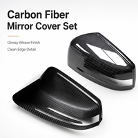 Ensemble de coques de rétroviseurs latéraux automobiles en fibre de carbone sergé brillant ODM, incurvées, avec ouverture de garniture inférieure