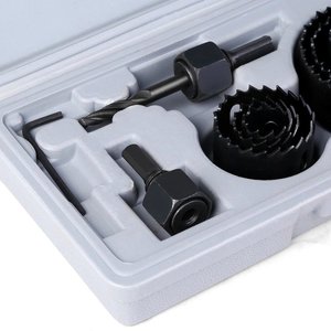 16Pcs Carbon Steel Wood Hole Saw Kit <b>Set</b> with Black Finish and Hex Shank for Wood Drywall Plastic Cutting in Plastic Box - Product Image 2