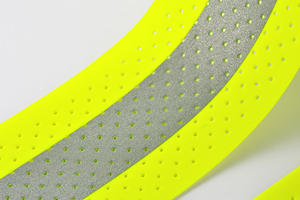 Ruban fluorescent haute visibilité résistance au feu <span class=keywords><strong>rétro</strong></span> ignifuge avertissement <span class=keywords><strong>bande</strong></span> de sécurité FR <span class=keywords><strong>bande</strong></span> <span class=keywords><strong>réfléchissante</strong></span> avec trous - Product Image 4