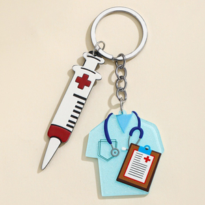 Llavero Colgante de Acrílico con Diseño de Jeringa Estilo Caricatura para el Día de la Enfermera, Souvenir Personalizado para Enfermeras, Doctores Internacionales, Coche o Bolso - Product Image 4