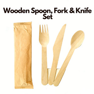 Lot de couverts en bois jetables (cuillères et fourchettes) pour la maison, le jardin, le camping et les rassemblements – Vente en gros à prix réduit - Product Image 2