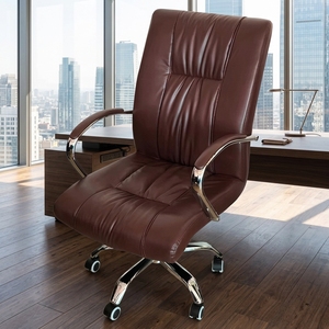 Ergonomic <strong>Office</strong> Furniture Malaysia <strong>Heated</strong> High Back Brown Leather Rotatable <strong>Office</strong> <strong>Chair</strong> - Product Image 1