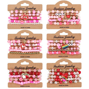Pulseras de Moda con Dijes de Perlas Rosas y Corazón, Regalo para Mujer, Hecho en China - Product Image 1