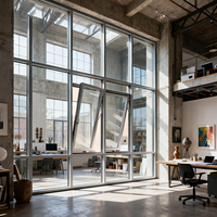 Ventana de sistema de apertura interior de aleación de aluminio de vidrio templado de fábrica hecha en China para Villa