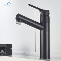 Robinet de salle de bain Aquacubic Black Gold avec tube flexible extractible