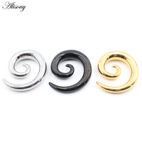Alisouy 1PC 1.6-10mm Acier inoxydable Spirale Escargot Oreille Coniques Jauges Stretching Plugs Tunnel Expanders Body Piercing Jewelry