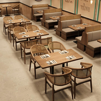 Café personnalisé pour restaurant de restauration rapide banc de canapé café commercial ensemble de meubles de cabine de restaurant en bois table et chaises