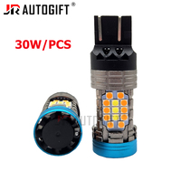 Ampoule de voiture à LED haute puissance 30W T20 W21/5W 7443 1157 BAY15D T25 3157 3030 52SMD, blanc ambre, double couleur, clignotant, refroidissement par ventilateur