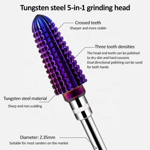 Purple Tungsten Steel Plated <b>Nail</b> Polish Head Pre-treatment Grinding Manicure Drill File Remove <b>Nail</b> Gel Cuticle Clean Tool - Product Image 5