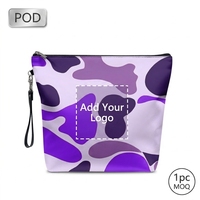 Pochette de voyage pour maquillage, pochette à main pour femme, sac organisateur, sac cosmétique personnalisé camouflage violet, POD 1 pièce MOQ, votre logo personnalisé