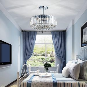 Lampadario in <span class=keywords><strong>Cristallo</strong></span> Semi-Incasso a 4 Luci, Illuminazione a Soffitto con <span class=keywords><strong>Paralume</strong></span> in <span class=keywords><strong>Cristallo</strong></span> per Camera da Letto e Soggiorno - Product Image 6