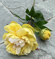 Bunga Peony Sutra Berkualitas Tinggi, Bunga Peony Kuning Besar Buatan untuk Dekorasi Acara di Rumah
