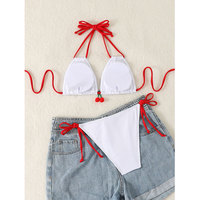 Bikini brésilien 2 pièces pour femme 2025, string micro, taille haute, triangle, sexy, ensemble de vêtements de plage, uni