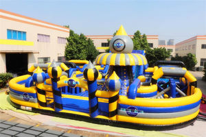 Jeux gonflables de glissière de parc d'attractions de château plein d'entrain jaune extérieur de bande dessinée pour des enfants et le terrain de jeu adulte - Product Image 5