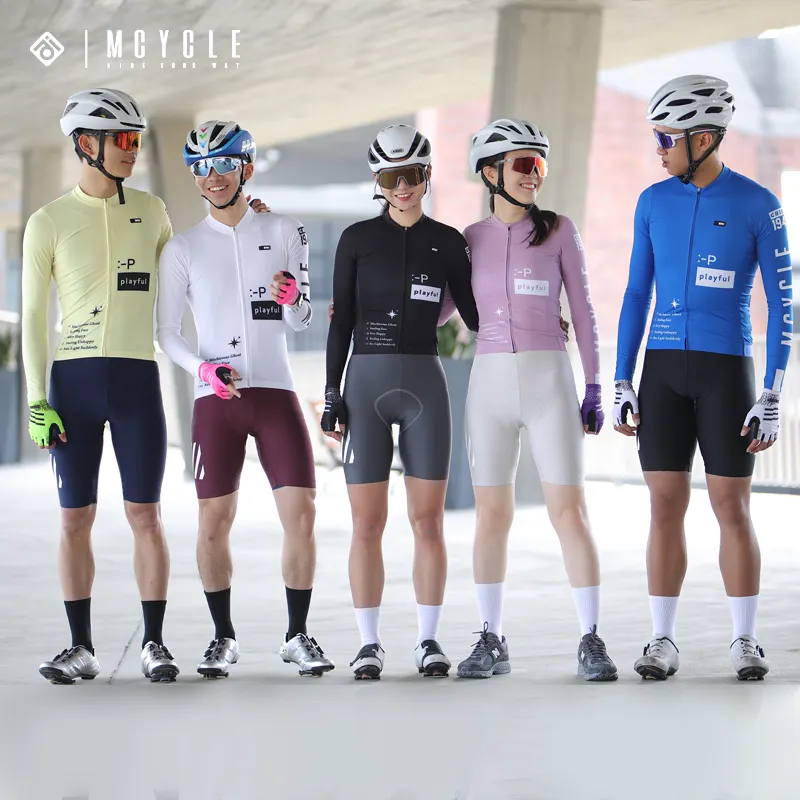 Mcycle Großhandel Ciclismo Jersey Radsport Wear Custom Radsport Träger hose Langarm Rad trikots Set Für Männer Frauen